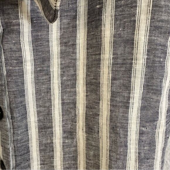 Christian Siriano 100% Linen Blue White Button Front midi Skirt Sz S Boho - Picture 3 of 3